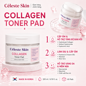 CÉLESTE SKIN COLLAGEN TONER PAD 60 MIẾNG/HỘP